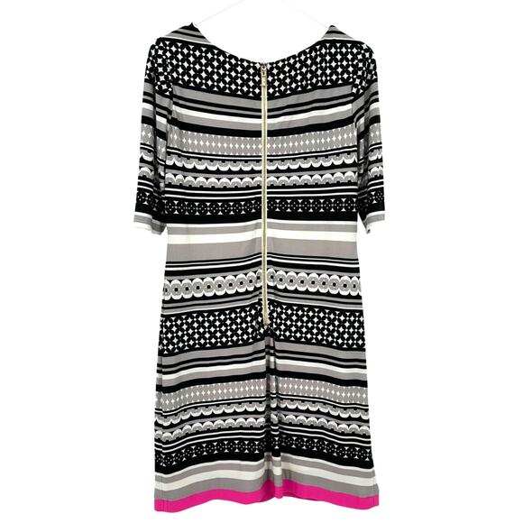 Eliza J Size 6 Elbow Length Sleeves Dress Black White Pink‎ Anti Wrinkle Travel - Picture 2 of 4